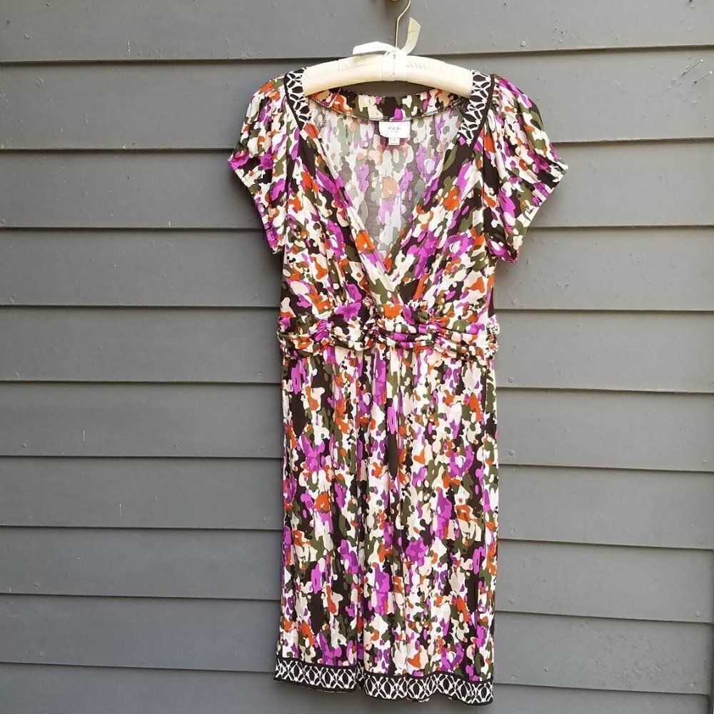 ECI Multi Colored Faux Wrap Dress size 10